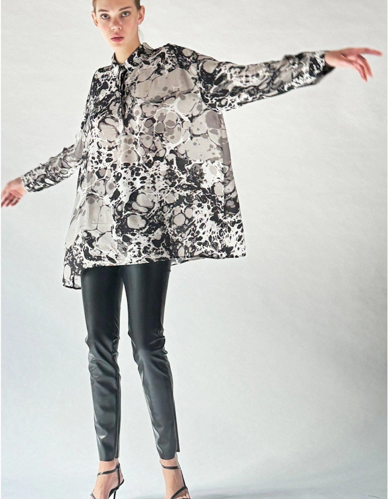 Oversized Constellation tunic shirt in slinky cupro - Multi