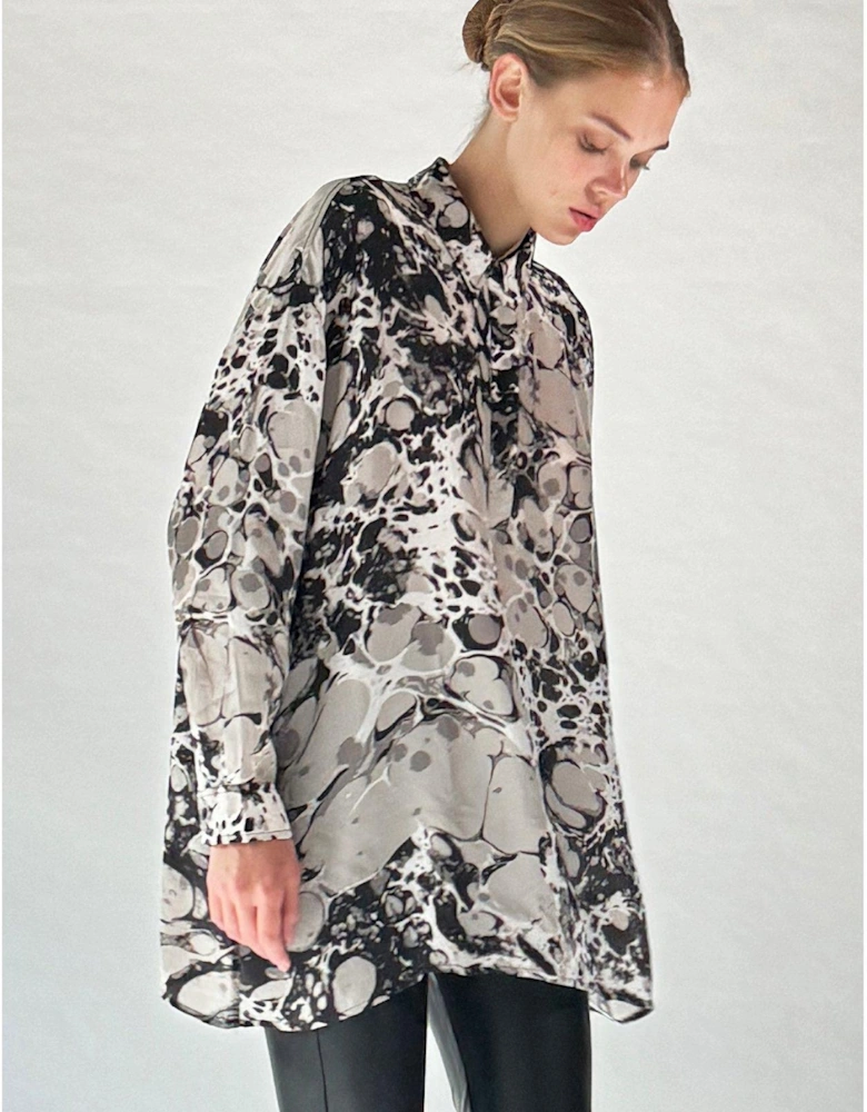 Oversized Constellation tunic shirt in slinky cupro - Multi