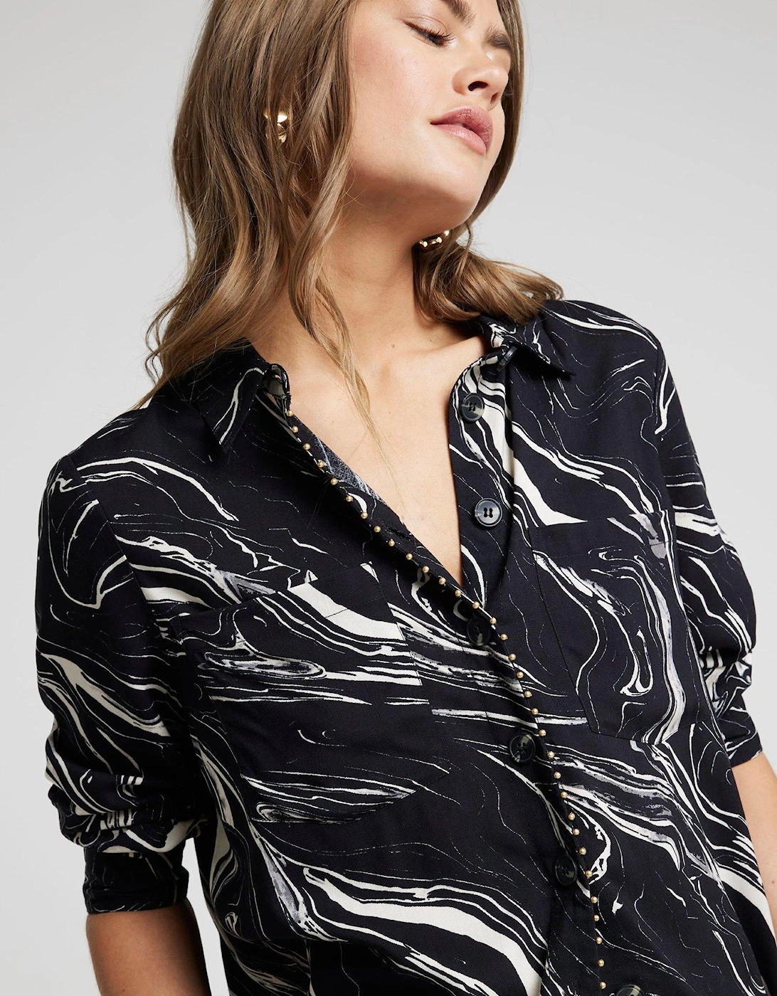 Marble Studded Shirt - Black