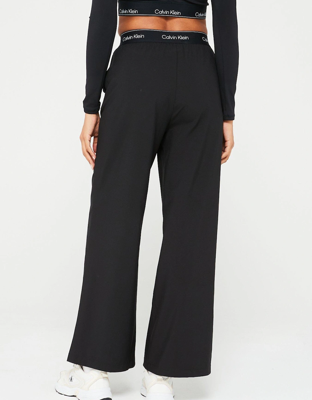 Logo Waistband Wide Leg Jogger - Black