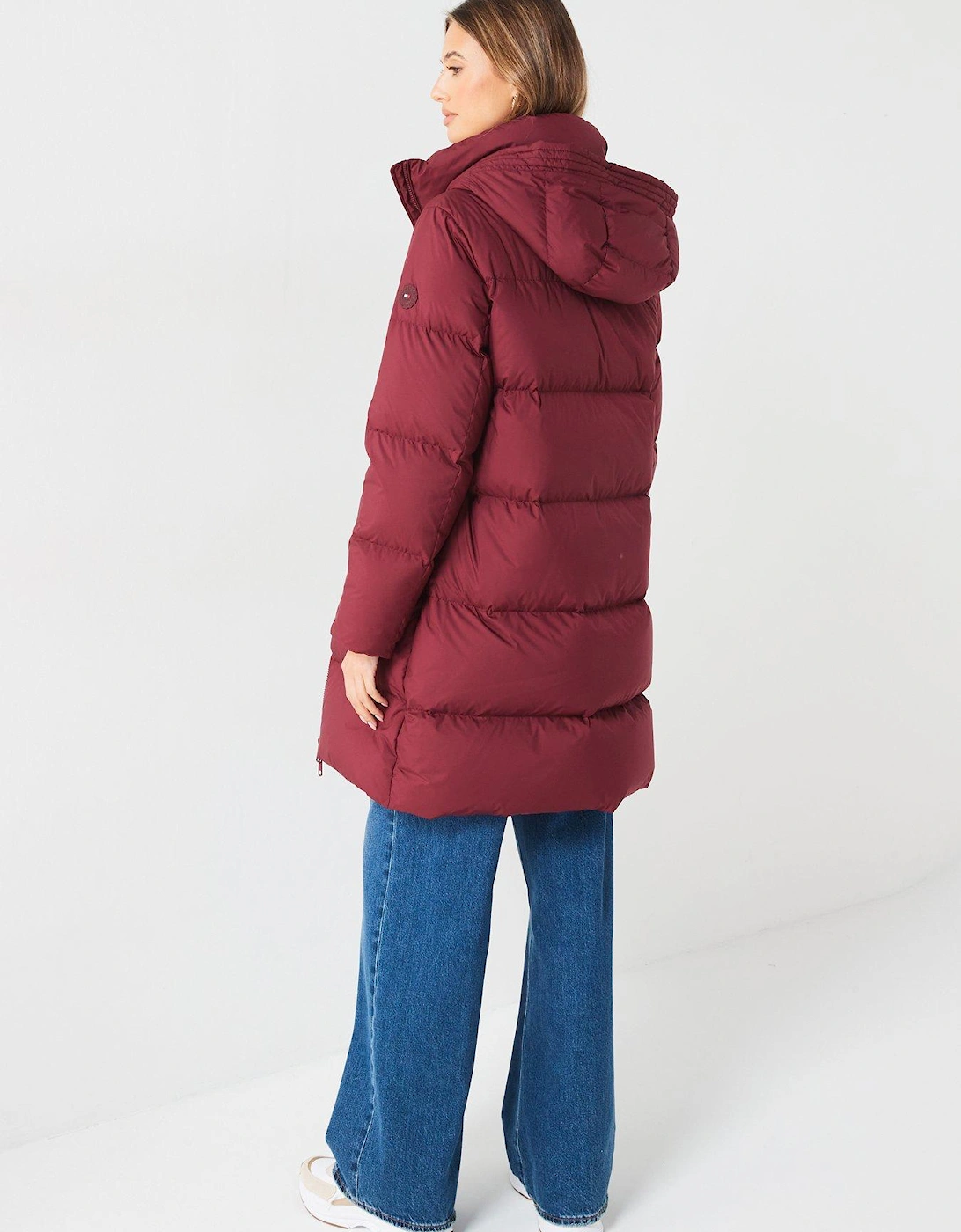 Down Mid-length Padded Jacket - Red