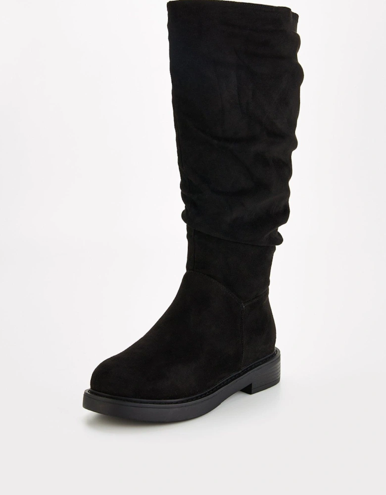 Extra Wide Fit Comfort Slouch Knee Boot with Wider Fitting Calf - Black