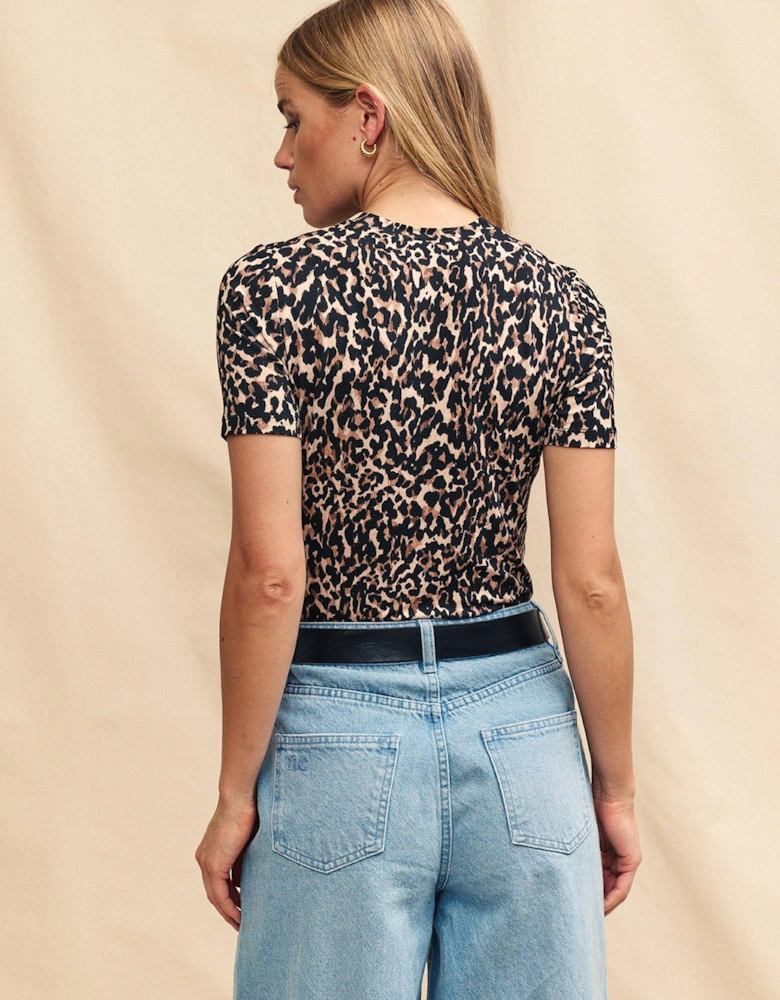 Shot Sleeve Top - Leopard