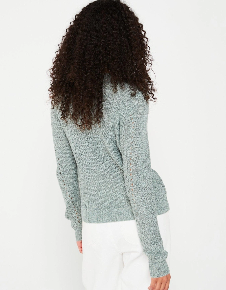 Structured Round Neck Jumper - Green