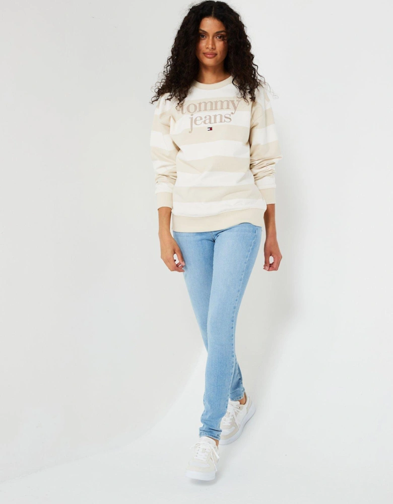 Stripe Logo Sweatshirt - Beige