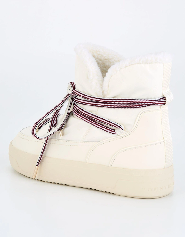 Monogram Faux Fur Snowboot - White