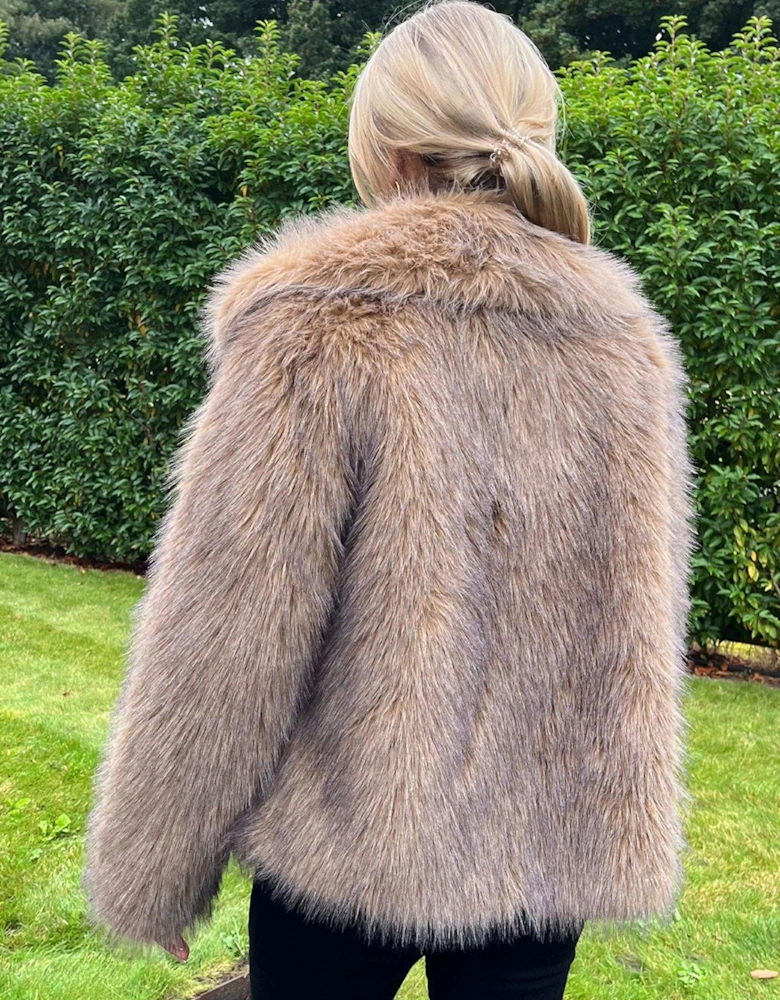 Short Fur Coat - Brown