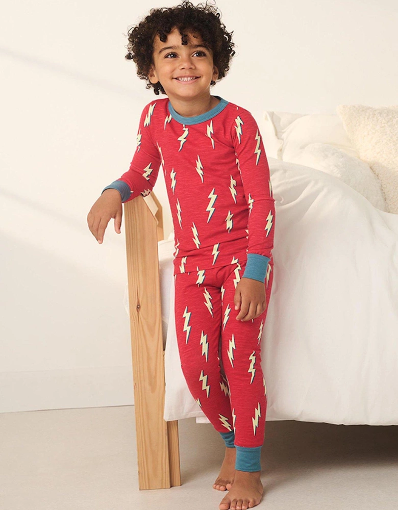 Boys Glow In The Dark Slub Jersey Pyjamas - Red