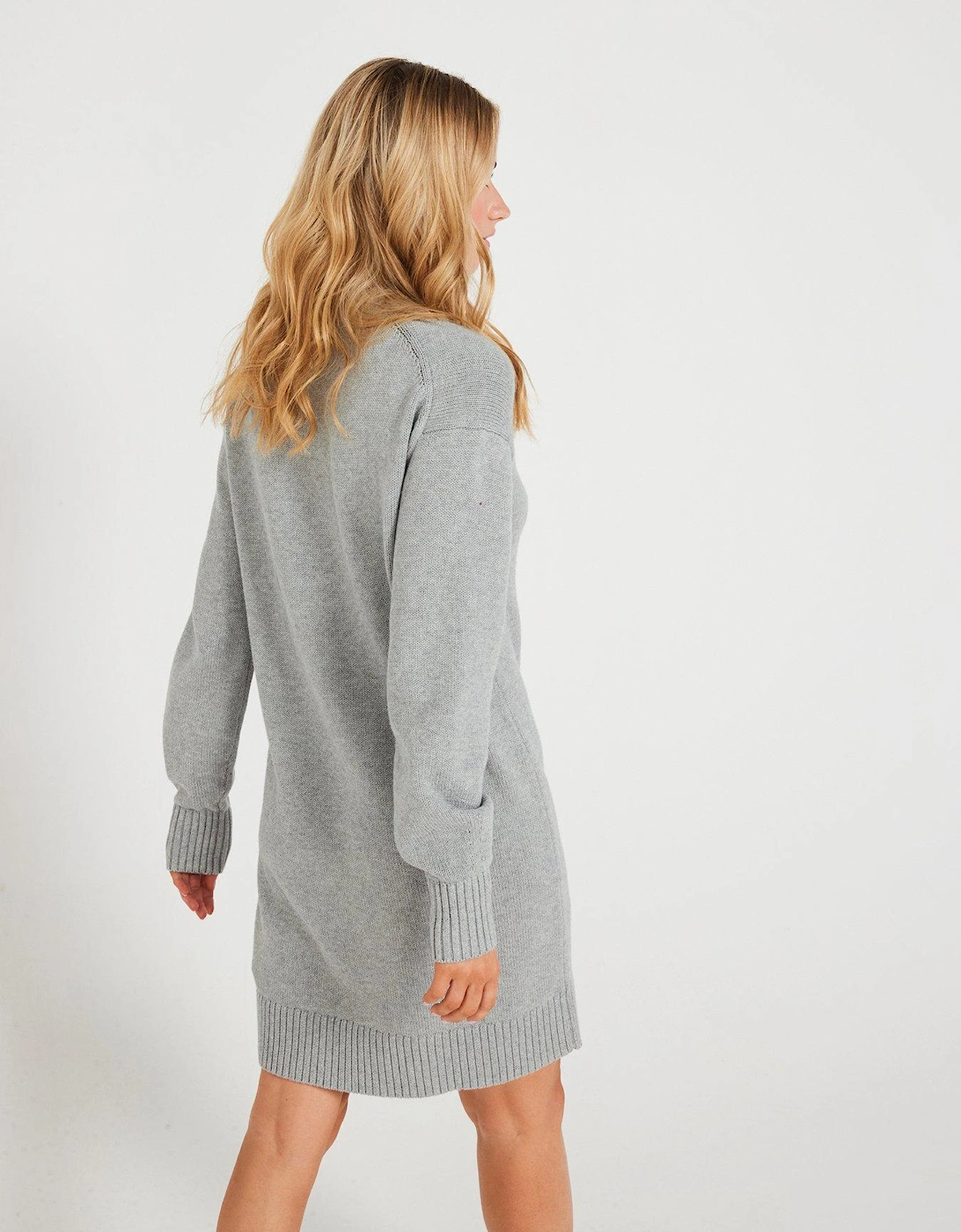 Tonal Logo Jumper Dress - Grey