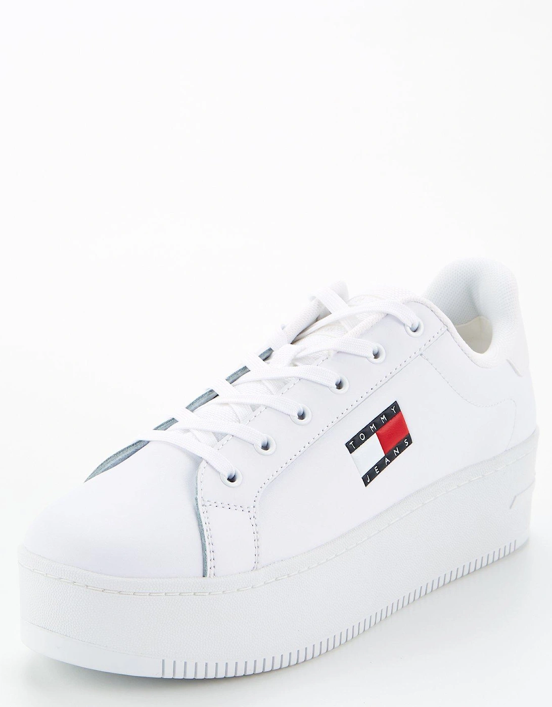 Flatform Leather Trainer - White