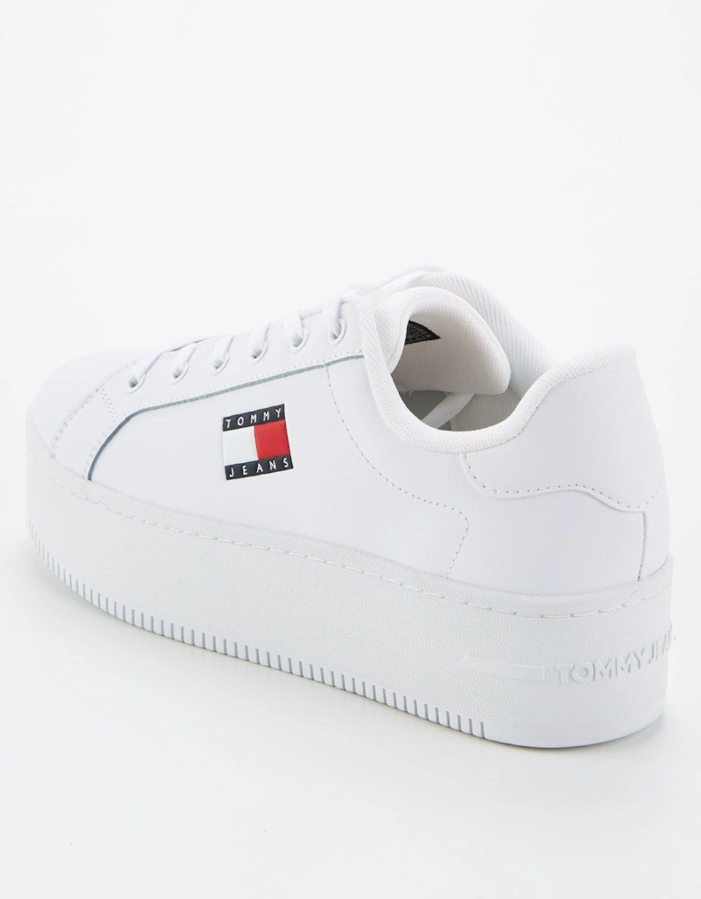 Flatform Leather Trainer - White