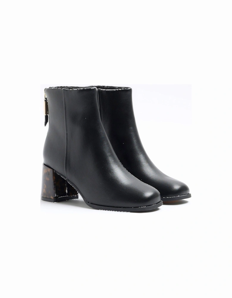 Block Heel Ankle Boot - Black