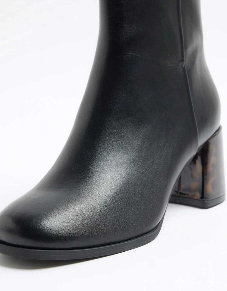 Block Heel Ankle Boot - Black