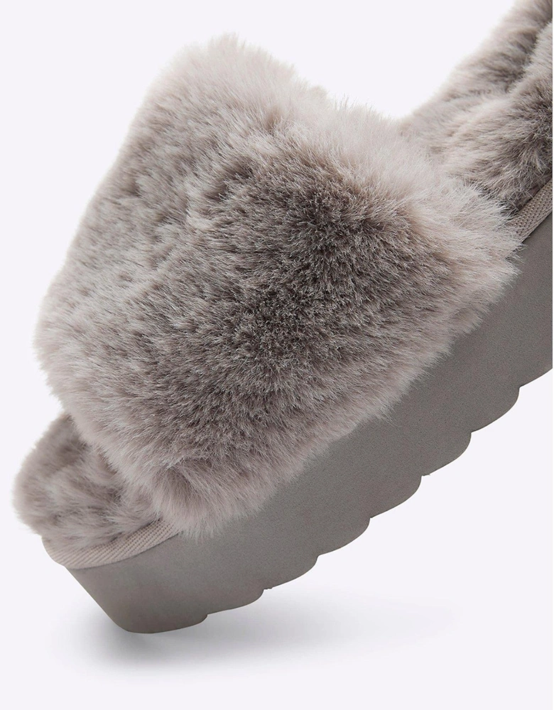 Open Toe Platform Slipper - Light Grey