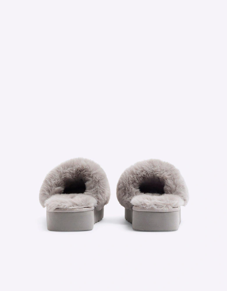 Open Toe Platform Slipper - Light Grey