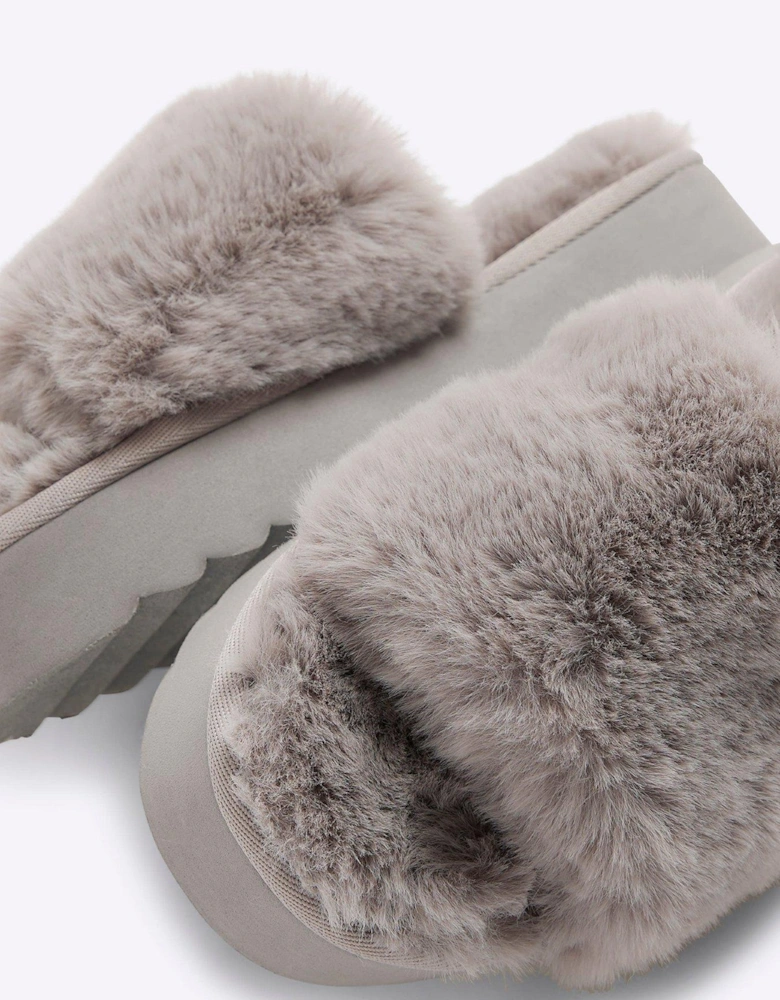 Open Toe Platform Slipper - Light Grey