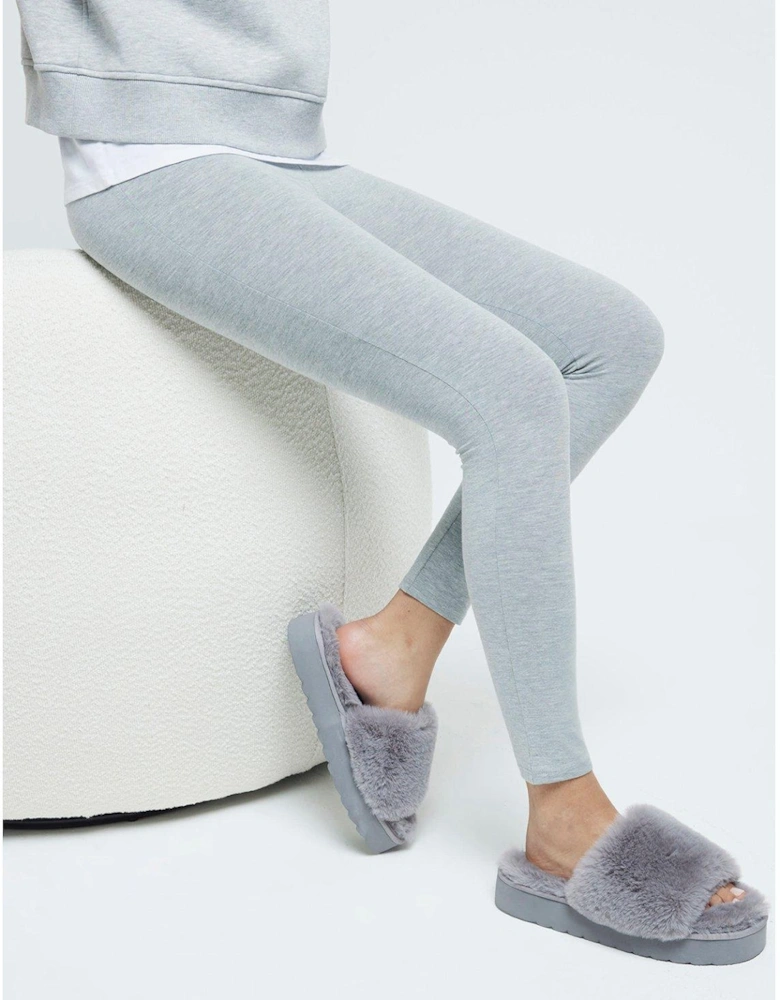 Open Toe Platform Slipper - Light Grey