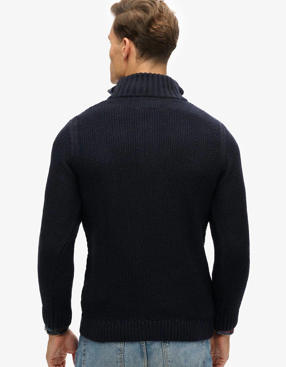 Jacob Cable Half Zip Knitted Jumper - Navy