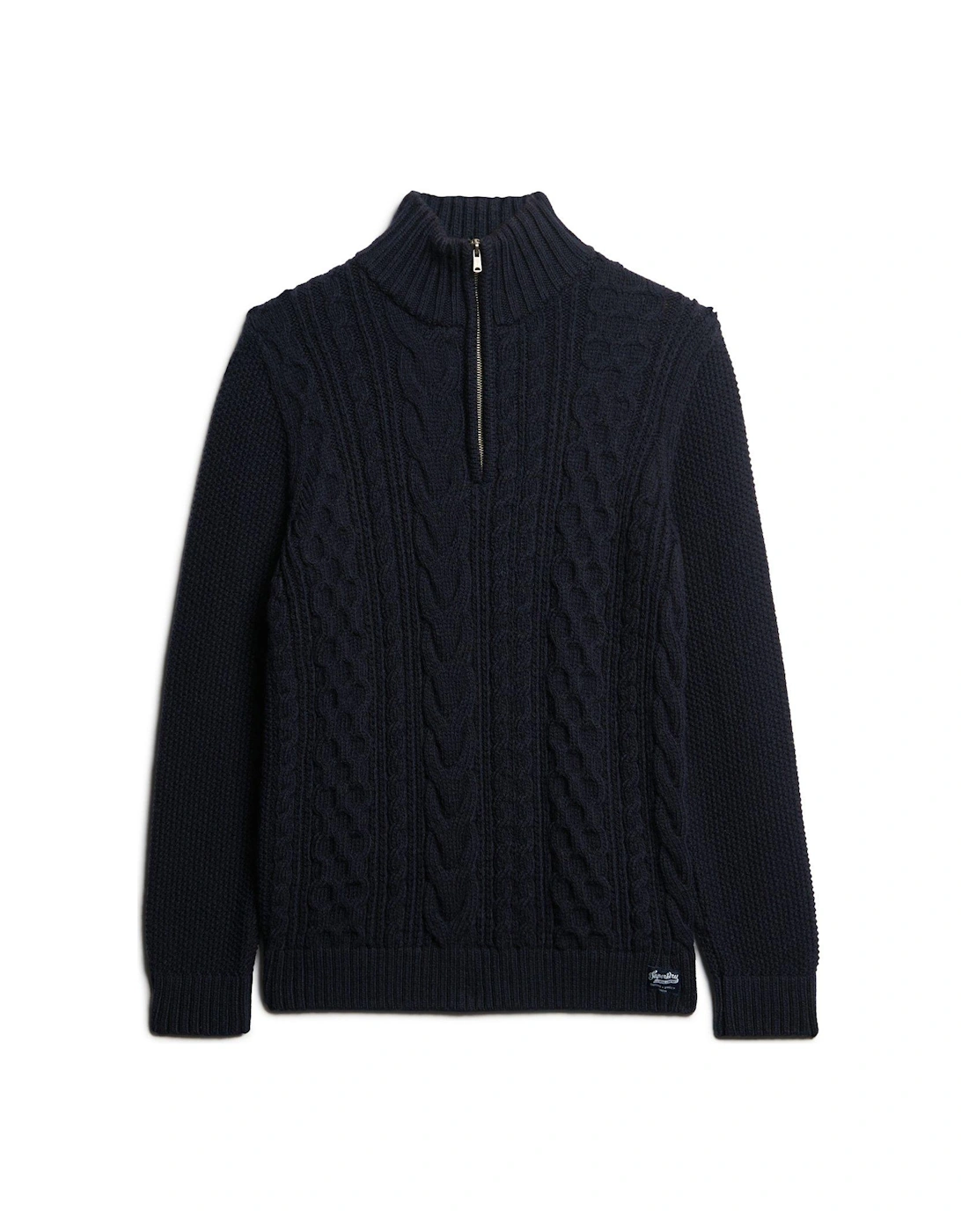 Jacob Cable Half Zip Knitted Jumper - Navy