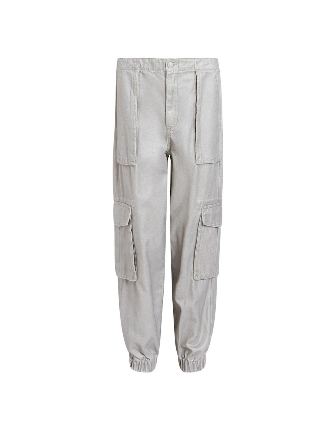 Freda Metallic Coated Cargo Trousers - Silver/Sage Green