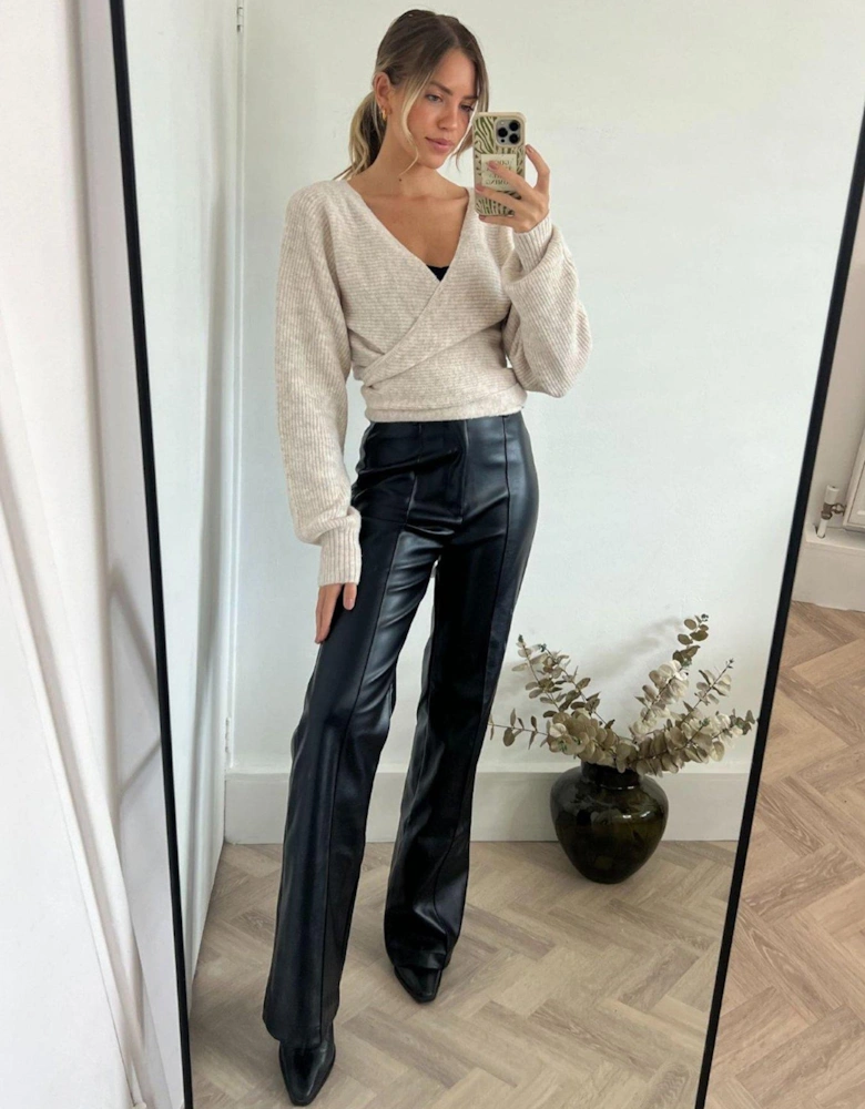 Pu Wide Leg Trouser - Black