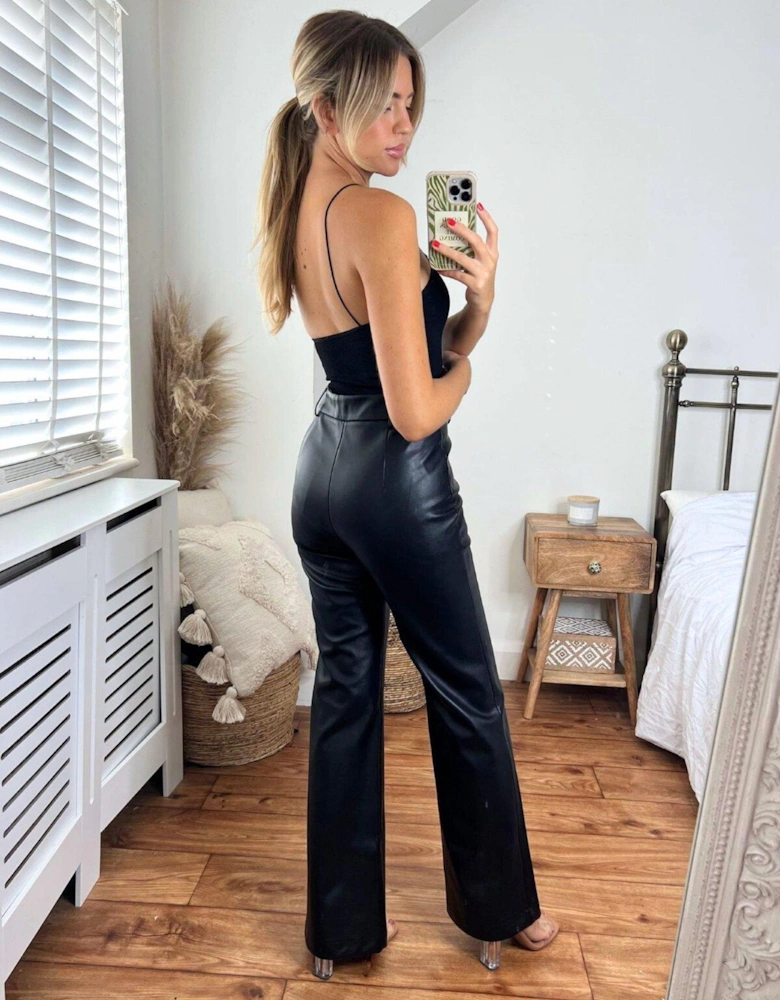 Pu Wide Leg Trouser - Black