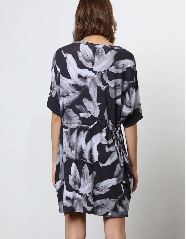 Abstract Jersey Tunic Dress - Black