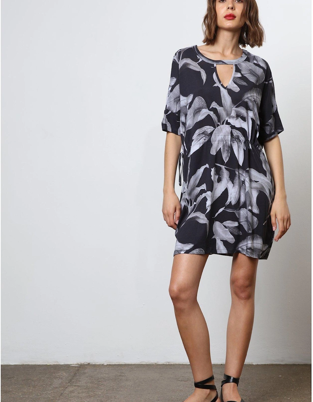 Abstract Jersey Tunic Dress - Black