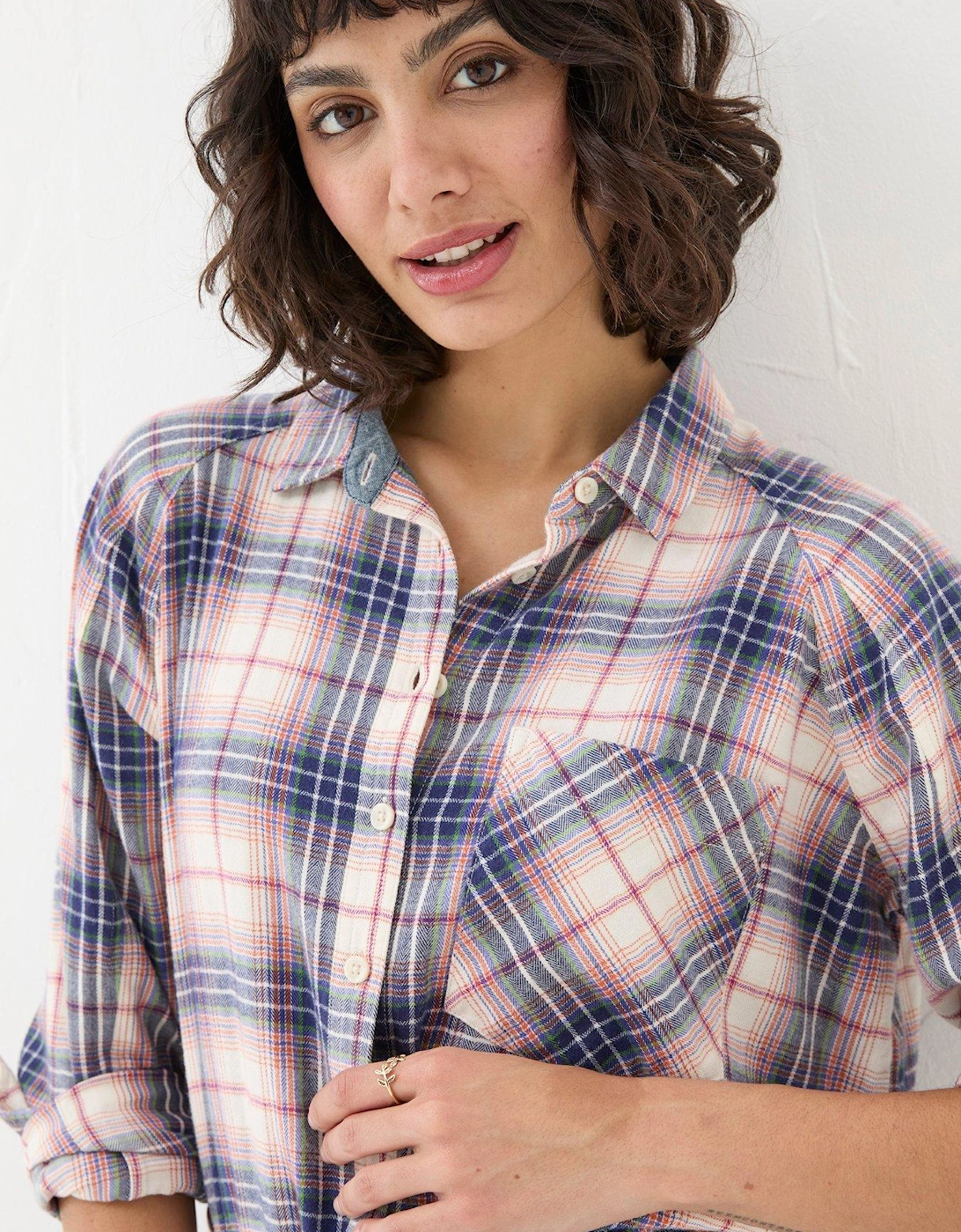 Bessie Check Shirt - White