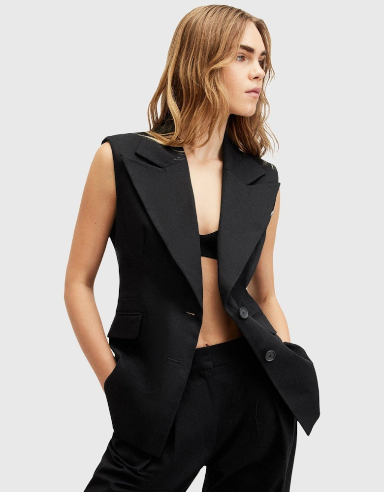 Hally Sleeveless Blazer - Black