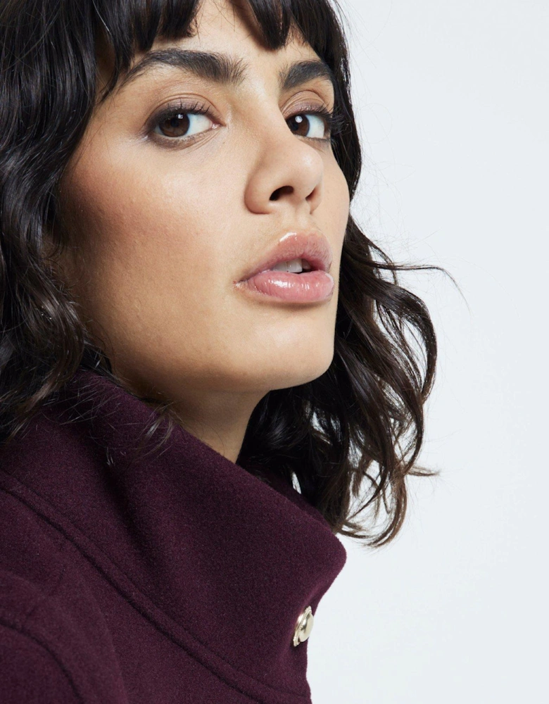 Funnel Neck Short Jacket - Dark Red