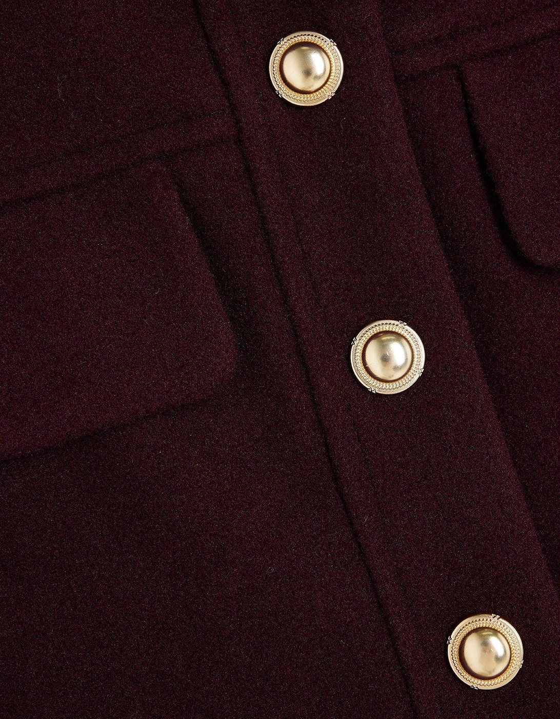 Funnel Neck Short Jacket - Dark Red
