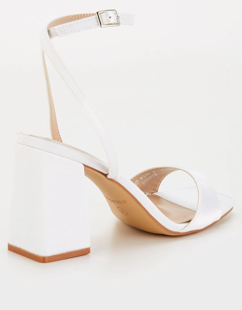 Be Mine Wide Fit Wink 2 Block Heel - Ivory Satin