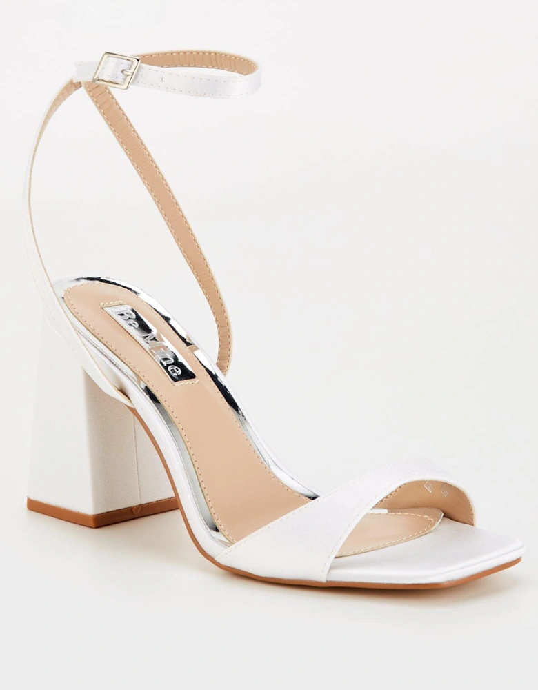 Be Mine Wide Fit Wink 2 Block Heel - Ivory Satin