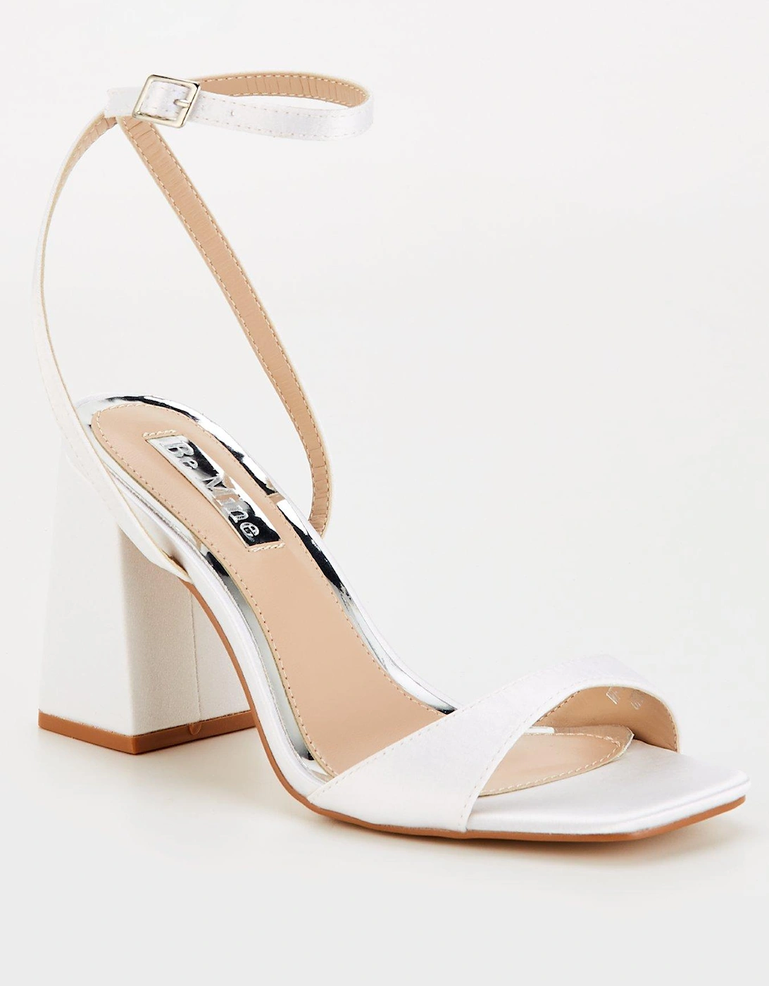 Be Mine Wide Fit Wink 2 Block Heel - Ivory Satin