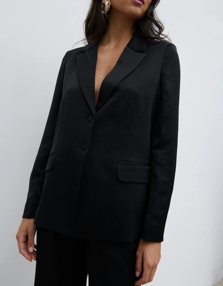 Callie Satin Blazer - Black