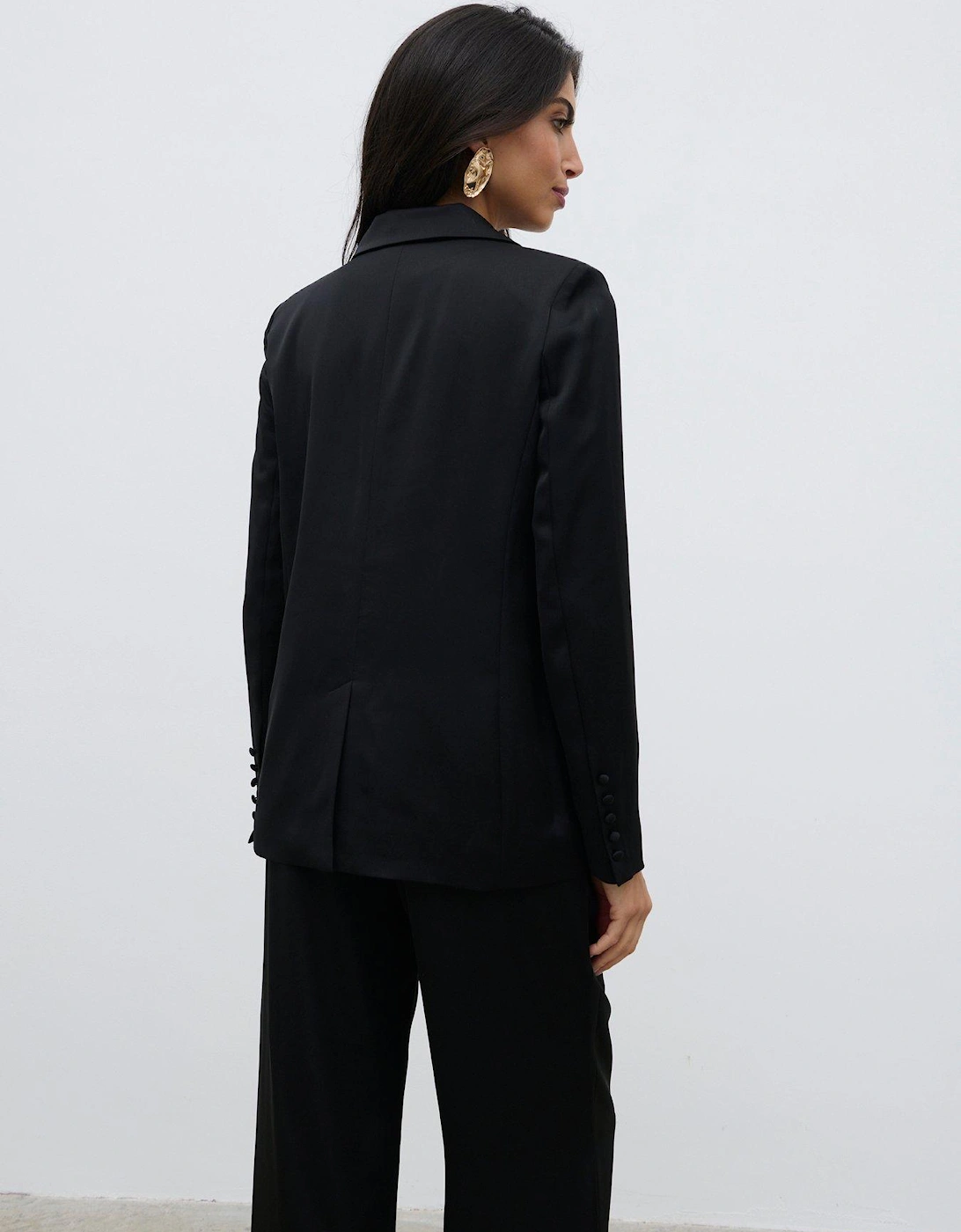 Callie Satin Blazer - Black