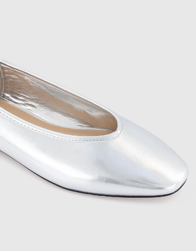 Follie High Vamp Ballet Flats - Silver