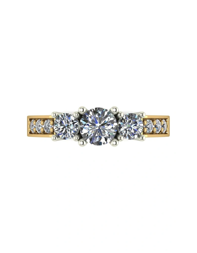 Lady Lynsey 9ct Gold 1ct total Round Brilliant Trilogy Ring With Stone Set Shoulders