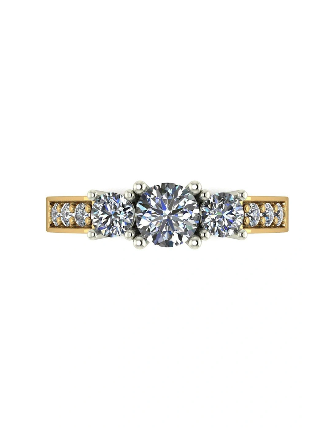 Lady Lynsey 9ct Gold 1ct total Round Brilliant Trilogy Ring With Stone Set Shoulders