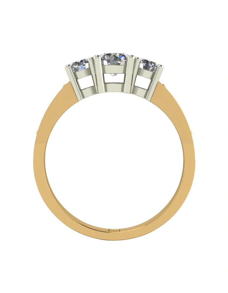 Lady Lynsey 9ct Gold 1ct total Round Brilliant Trilogy Ring With Stone Set Shoulders