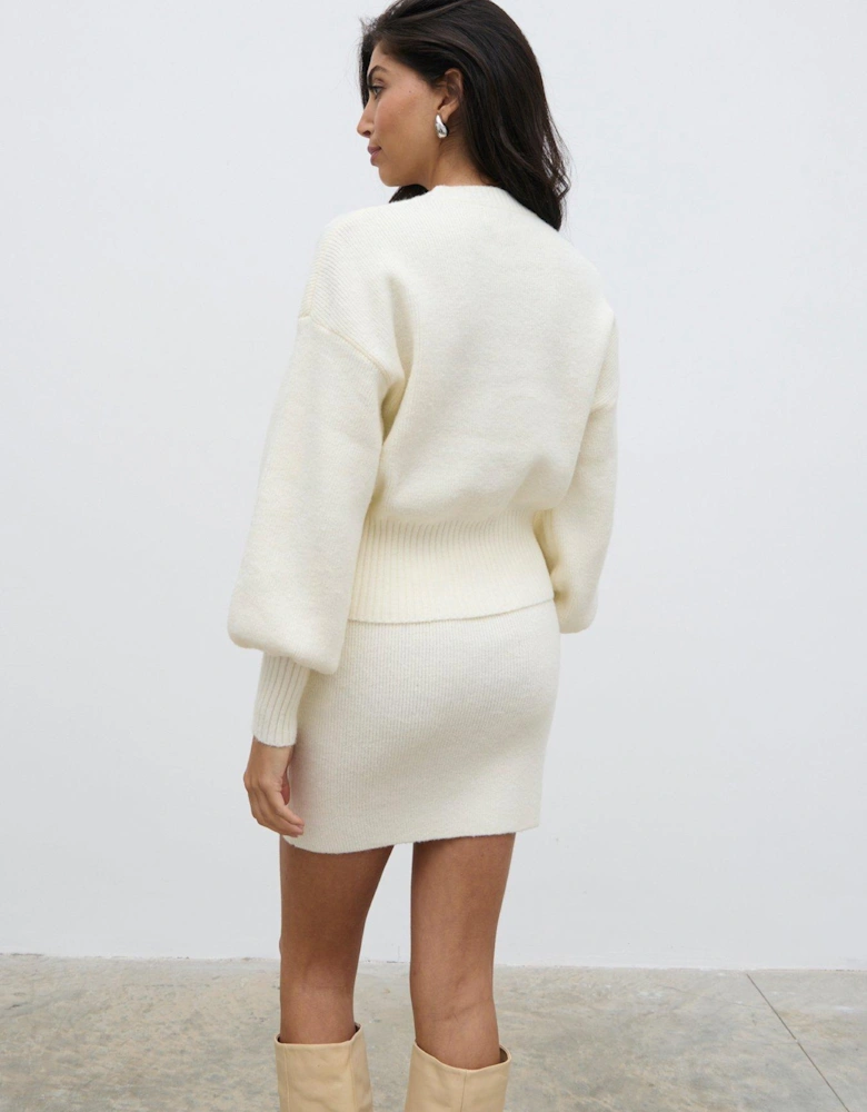 Etta Knit Bomber Jacket Cardigan - Cream