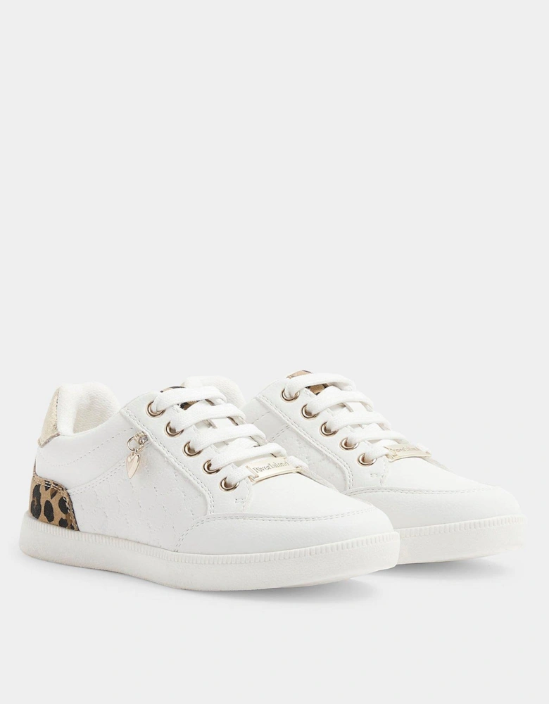 Older Girl Leopard Print Trainers - White