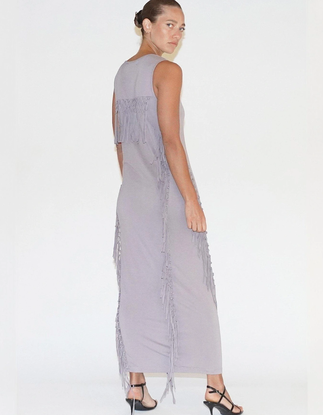 Flourish Jersey Tassel Maxi Dress - Grey