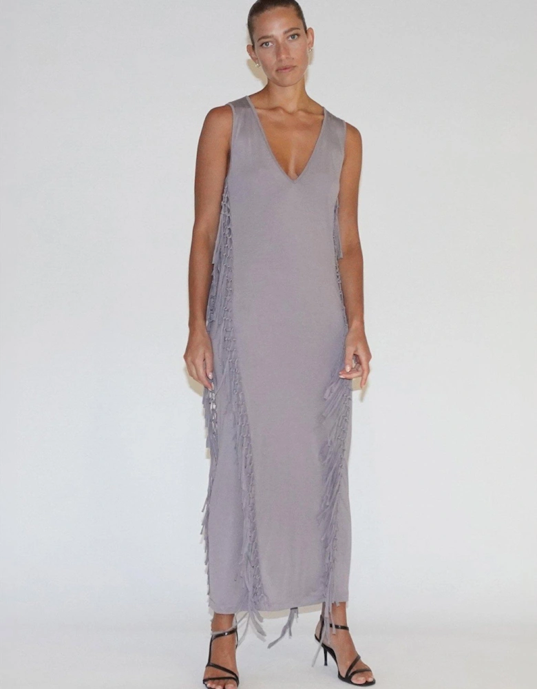 Flourish Jersey Tassel Maxi Dress - Grey