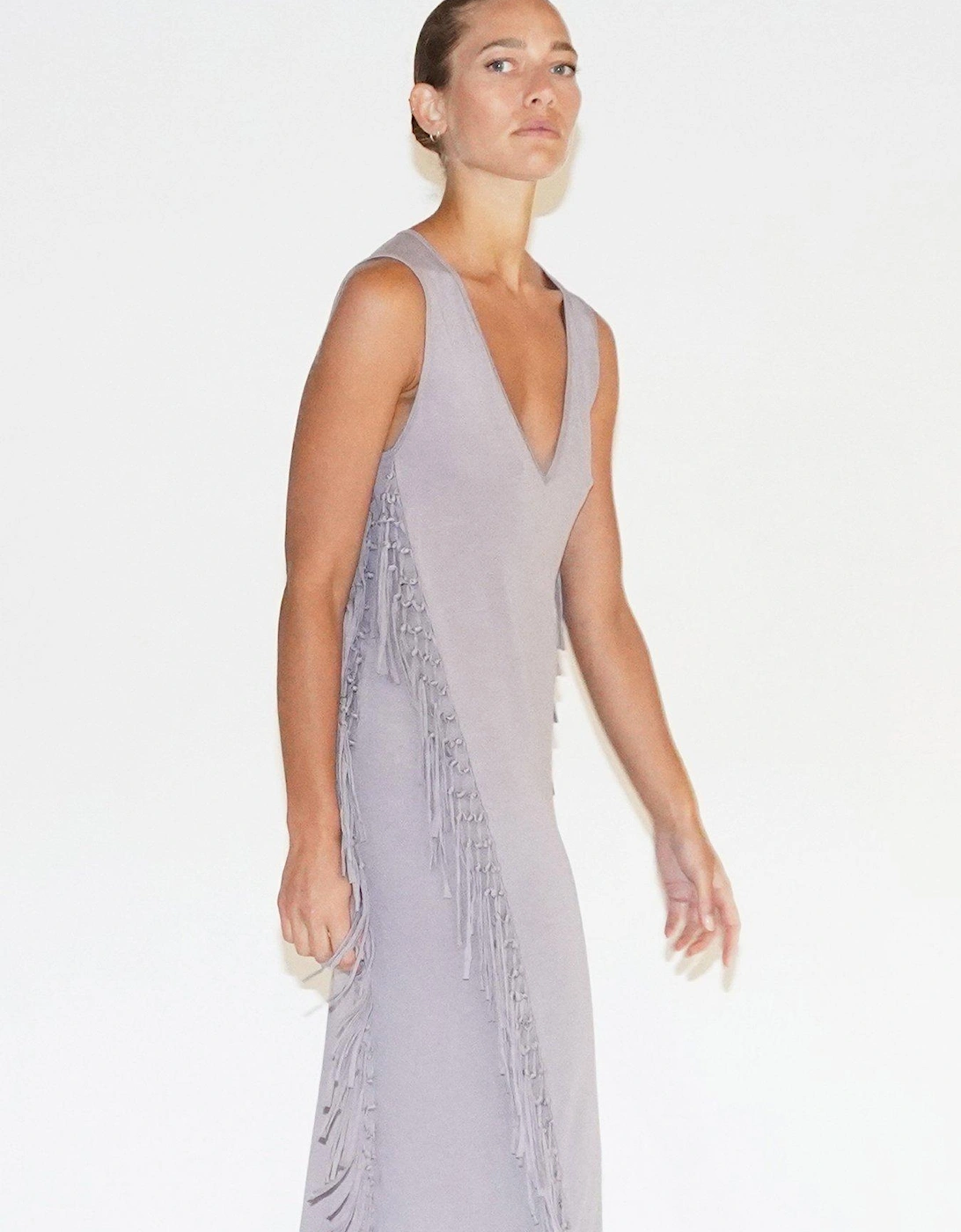 Flourish Jersey Tassel Maxi Dress - Grey