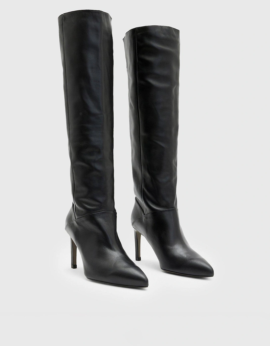 Odyssey Knee High Folding Leather Boots - Black