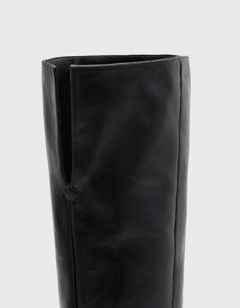 Odyssey Knee High Folding Leather Boots - Black