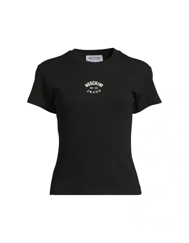 Baby Rib Logo Short Sleeve T-Shirt - Black