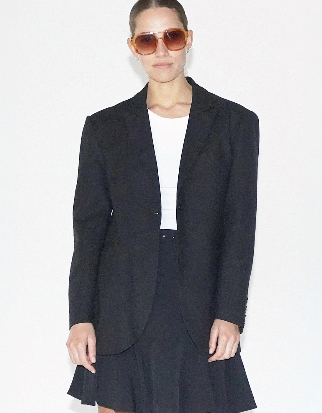 Oversized Cotton Linen Ceres Blazer - Black